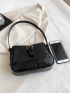 Crocodile Embossed Buckle Decor Baguette Bag