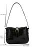 Crocodile Embossed Shoulder Bag Buckle Decor Hobo Bag