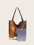 Vintage Patchwork Tote Bag, Retro Colorblock Shoulder Bag, Handbag