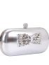 Silver Rhinestone Bow Evening Bag