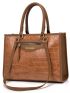 3pcs Crocodile Embossed Letter Graphic Shoulder Tote Bag Set, Best Work Bag For Women