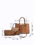 3pcs Crocodile Embossed Letter Graphic Shoulder Tote Bag Set, Best Work Bag For Women