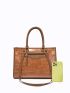 3pcs Crocodile Embossed Letter Graphic Shoulder Tote Bag Set, Best Work Bag For Women