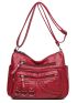 Studded Decor Hobo Bag Pocket Front Crossbody Bag