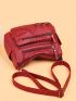 Studded Decor Hobo Bag Pocket Front Crossbody Bag