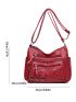 Studded Decor Hobo Bag Pocket Front Crossbody Bag