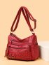 Studded Decor Hobo Bag Pocket Front Crossbody Bag