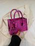 Mini Neon Pink Geometric Embossed Chain Square Bag