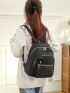 Quilted Pattern Studded Decor Classic Backpack