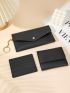 3pcs Snap Button Long Wallet Set