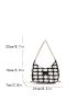 Plaid Pattern Faux Pearl Decor Hobo Bag