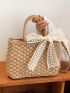 Bow Decor Straw Bag