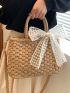 Bow Decor Straw Bag