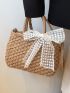 Bow Decor Straw Bag