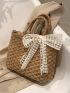 Bow Decor Straw Bag