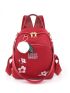 Flower & Letter Embroidered Pom Pom Decor Classic Backpack