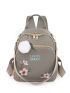 Flower & Letter Embroidered Pom Pom Decor Classic Backpack