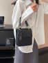 Mini Geometric Embossed Flap Square Bag With Bag Charm