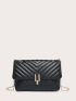 Quilted Pattern Flap Chain Square Bag