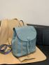 Stitch Detail Drawstring Design Flap Backpack