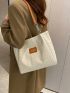 Letter Patch Decor Shoulder Tote Bag