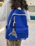 Letter Patch Decor Functional Backpack With Bag Charm