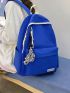 Letter Patch Decor Functional Backpack With Bag Charm