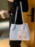 Geometric Embossed Twilly Scarf Decor Shopper Bag