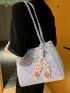 Geometric Embossed Twilly Scarf Decor Shopper Bag