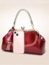Glossy Handbag For Women, Fashion Tote Bag With Rhinestone Decor For Wedding