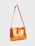 Crocodile Embossed Buckle Decor Hobo Bag