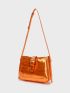 Crocodile Embossed Buckle Decor Hobo Bag