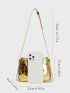 Metallic Crocodile Embossed Buckle Decor Hobo Bag