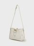 Metallic Crocodile Embossed Buckle Decor Hobo Bag