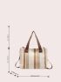 Striped Pattern Shoulder Tote Bag