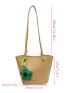 Letter Patch Decor Bucket Bag With Bag Charm