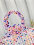 Beaded Design Tote Bag Colorblock Top Handle Bag