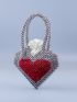 Beaded Decor Heart Design Novelty Bag