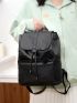 Minimalist Drawstring Flap Backpack