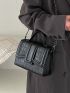 Mini Crocodile Embossed Flap Square Bag