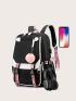 Large School Bag For Teenage Girls USB Port Canvas Schoolbag Student Book Bag Fashion Black Pink Teen School Backpack