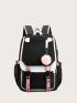 Large School Bag For Teenage Girls USB Port Canvas Schoolbag Student Book Bag Fashion Black Pink Teen School Backpack