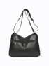 Middle Aged Women's Shoulder Bag, Soft Pu Multi Zipper Crossbody Bag For Travel