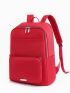 Red Functional Backpack Minimalist Solid Color For School