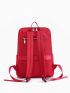 Red Functional Backpack Minimalist Solid Color For School