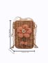 Mini Flower Decor Drawstring Design Straw Bag