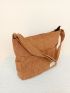 Letter Patch Decor Corduroy Hobo Bag