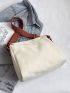 Medium Messenger Bag Beige Buckle Decor Adjustable Strap For Daily