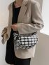 Plaid Pattern Hobo Bag With Bag Charm