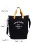 Letter Graphic Top Handle Bag